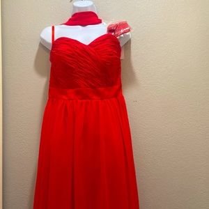 Red dress perfect for a grad party